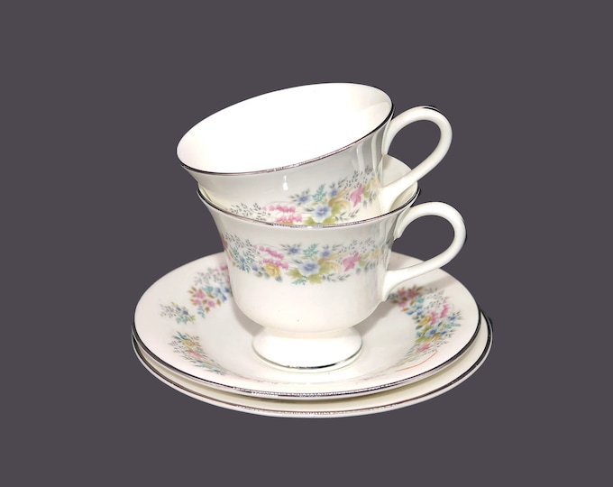 Pair of Wedgwood Aspen R4542 cup and saucer sets. Bone china made in England.