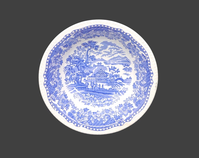 Wood & Sons Seaforth Blue round serving bowl. Blue-and-white tableware made in England. Flaw (see below).