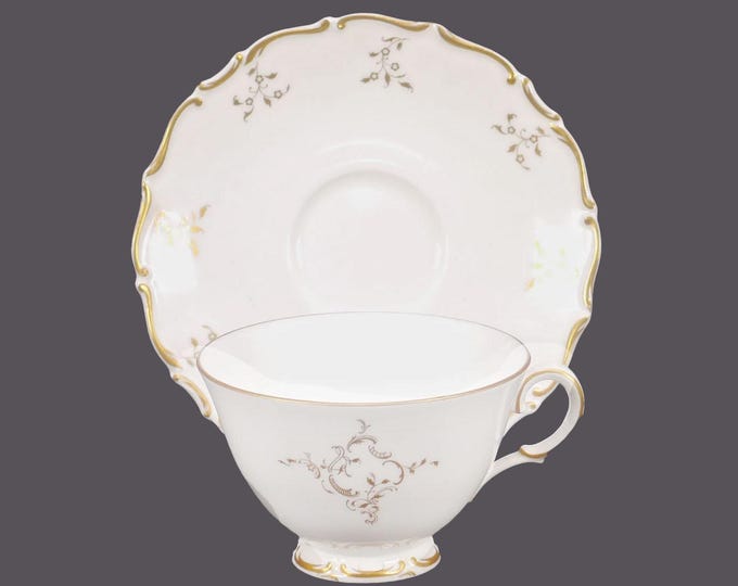 Royal Doulton H4954 Monteigne wide-mouth cup and saucer set. Bone china made in England.