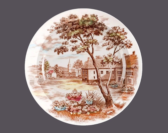 Colonial English Village Brown Multicolor hand-painted dinner plate made in Japan.