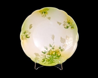 Antique MZ Austria | LS&S | Lazarus Straus Sons signed, numbered cake | cookie serving plate. Graduated greens, acorns.