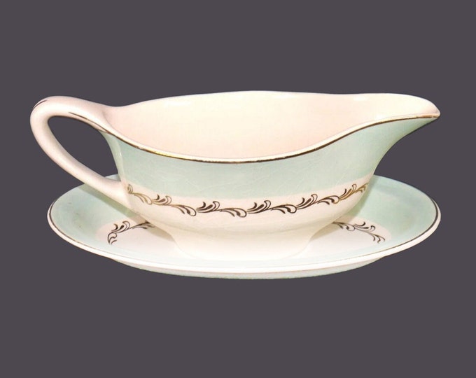 Antique art-nouveau period Johnson Brothers JB917 gravy boat with under-plate made in England.