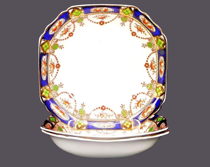 Antique Thomas Hughes Imperial Derby Soup Bowls, Set of 3, Imari Style