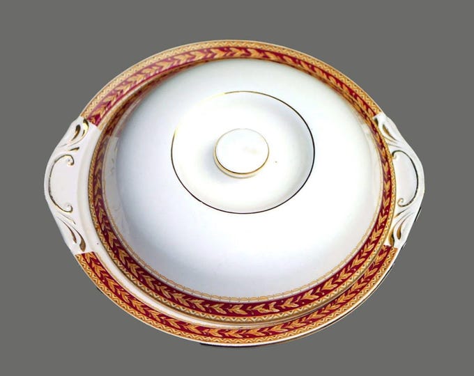 Antique Sampson Bridgwood Anchor Pottery SAW13 covered serving bowl made in England.