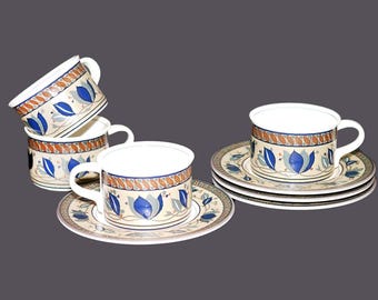 Vintage Set of Six Vintage Mikasa Intaglio Life Style Large Rim