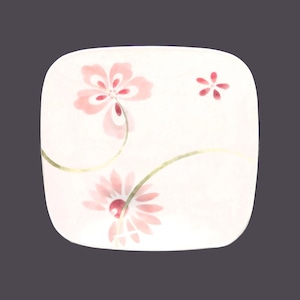 Corelle Pretty Pink square dinner plate made in USA.