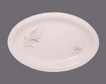 Vintage Mitterteich Bavaria Falling Leaves oval platter. Gray and pink leaves.