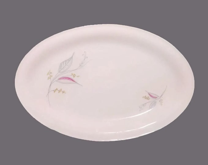 Vintage Mitterteich Bavaria Falling Leaves oval platter. Gray and pink leaves.