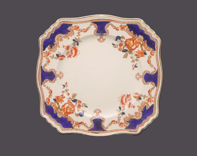Art-deco era Royal Winton Grimwades Stirling Imari-style square dinner plate made in England.