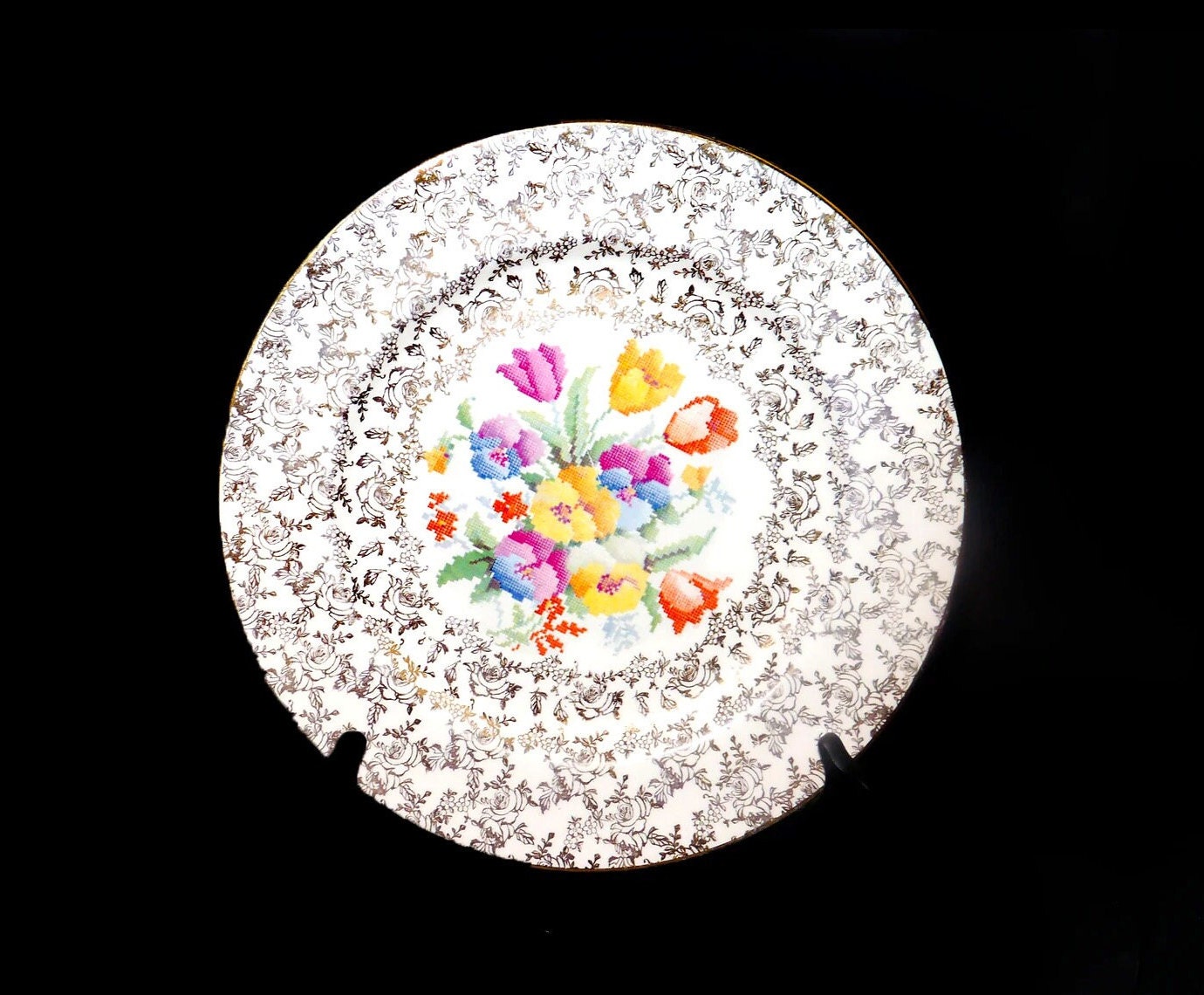 H&K Tunstall Hollinshead Kirkham Old English Sampler floral chintz