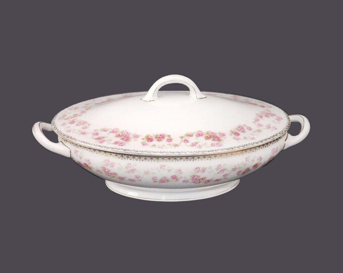 Royal Bayreuth Bridal Rose style covered serving bowl made in Bavaria.