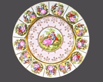 Vintage Saji Fragonard-Inspired Plate: Japanese Romance Scene Display