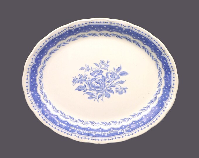 Grindley Avon Blue large oval platter. Blue-and-white tableware made in England.