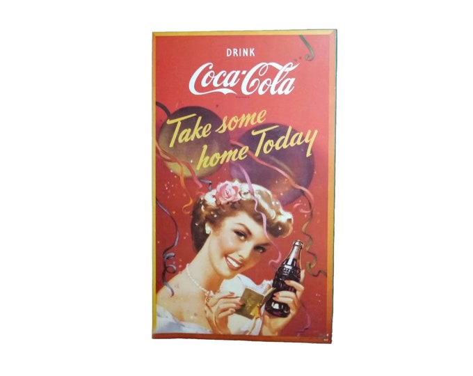 Coke | Coca Cola 20th Anniversary plaqued poster. Drink Coca-Cola Take Some Home Today.