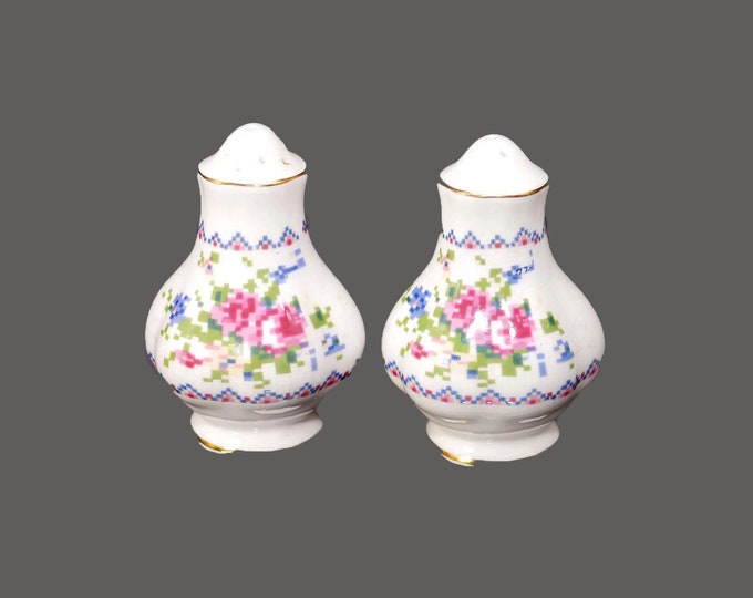 Royal Albert Petit Point salt and pepper shaker set made in England.