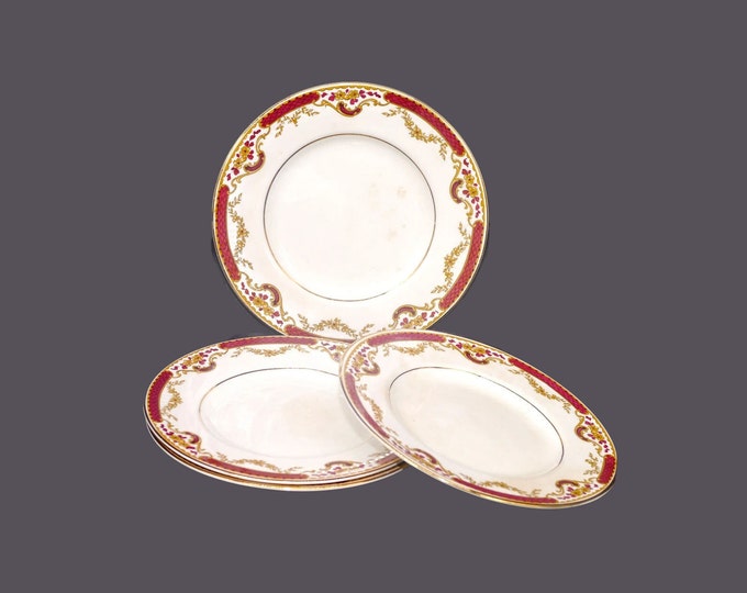Four John Maddock Royal bread, dessert plates. Embassy Ironstone made in England. Flaws (see below).