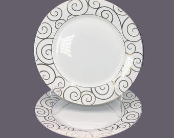 Vintage Pier 1 Gold Swirl dinner plates. Holiday | Christmas tableware. 2 plates.