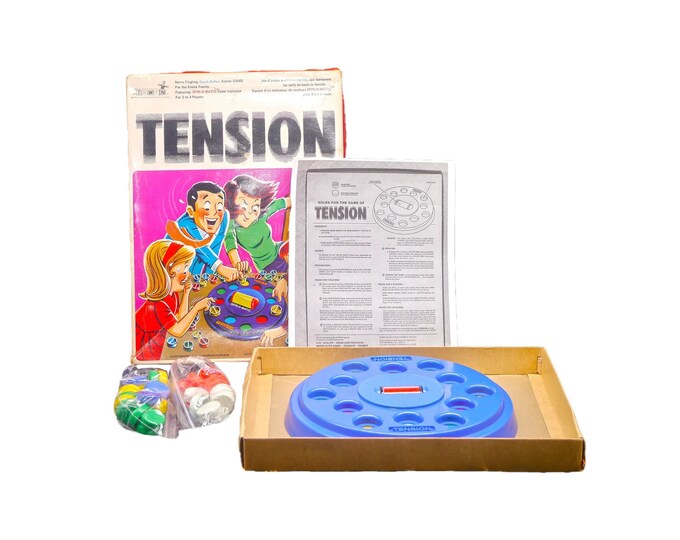 Tension board game published Kohner | Irwin Toys. Bilingual Canadian edition. Incomplete (see below).