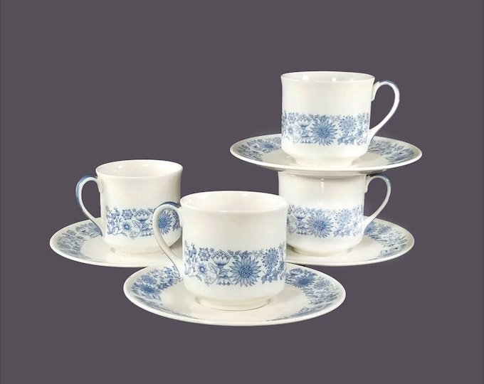 Four Royal Doulton Cranbourne TC1032 cup and saucer sets made in England.
