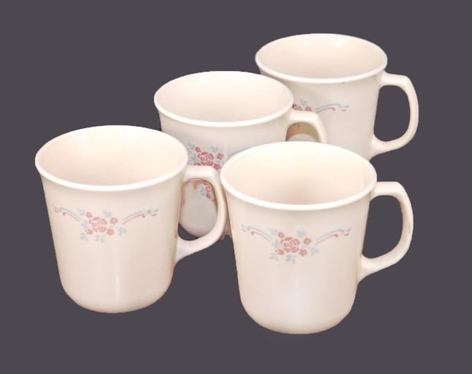 Vintage Corelle Corningware English Breakfast coffee or tea mugs made USA. 4 mugs.