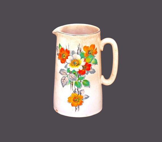 英国 Lord Nelson Pottery ヴィンテージ ジャグ ピッチャー 陶器 水差し フラワーベース 花瓶 食器 ロード ネルソン イギリス 95896 Vintage Lord Nelson Pottery Floral Pitcher 32 Oz Made In England