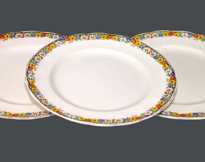 Vintage Grindley Raymond salad plates. Cream Petal ironstone England. Set of 3.