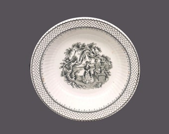 William Adams Minuet Black rimmed fruit nappie, dessert bowl. Real English Ironstone made in England. Sold individually.