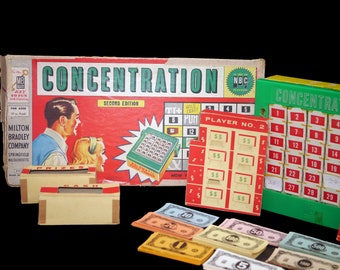 Concentration board game 4950 published by Milton Bradley. Second edition. Made in USA. Complete (see below).