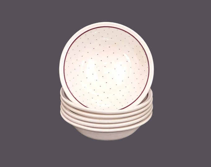 Six Biltons BIL9 coupe cereal bowls made in England. Cranberry dots, band.
