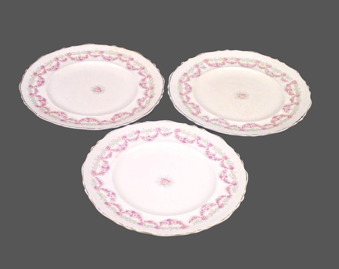 Three Edwardian Age Johnson Brothers JB960 dessert plates made in England.