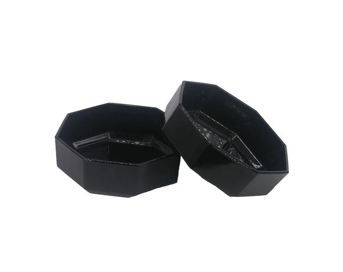 Pair of Arcopal Novoctime Black all-black glass cereal bowls made in France.
