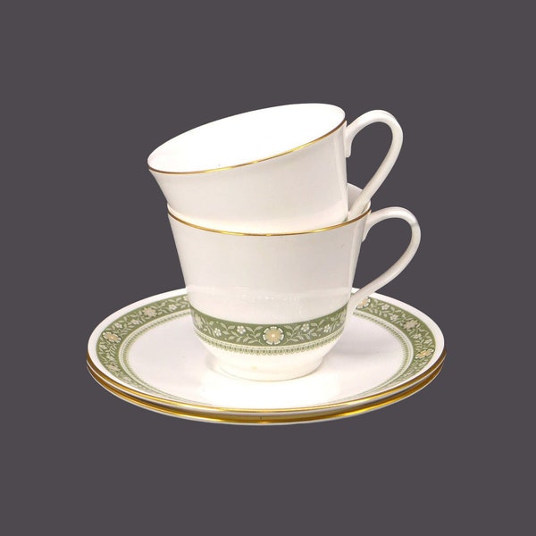 Pair of Royal Doulton Rondelay H5004 cup and saucer sets. Bone china made in England.