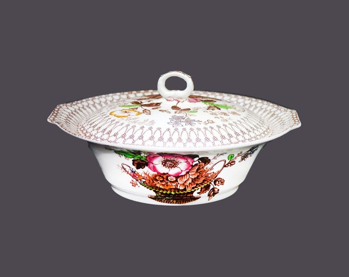 Art-deco era Myott Bonnie Dundee covered vegetable serving bowl made in England.