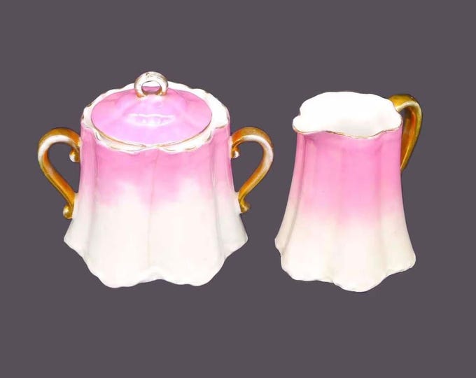 Vintage Austria Pink & White Creamer and Sugar Bowl Set (Decorative)