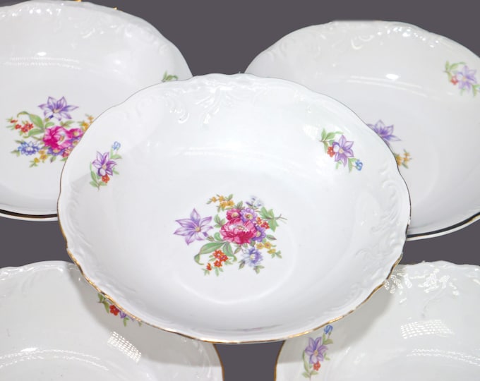 Wawel Meissen Flower coupe cereal bowls made in Poland. Choose quantity below.