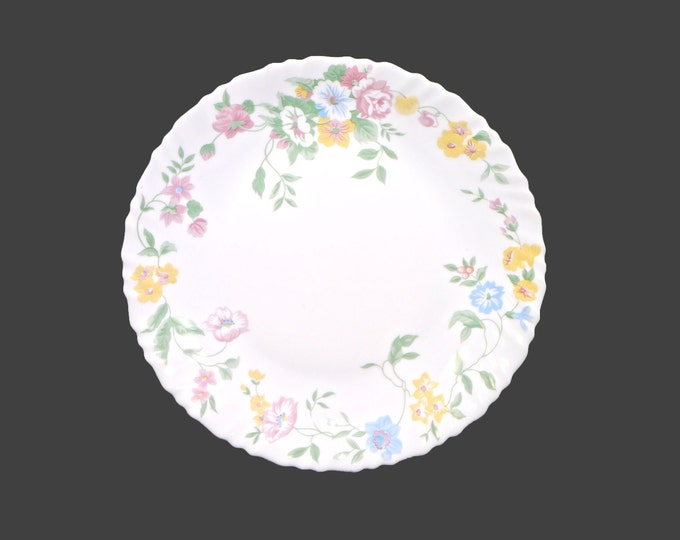 Arcopal Feston Hortense large, milk glass dinner plate made in France. Sold individually.