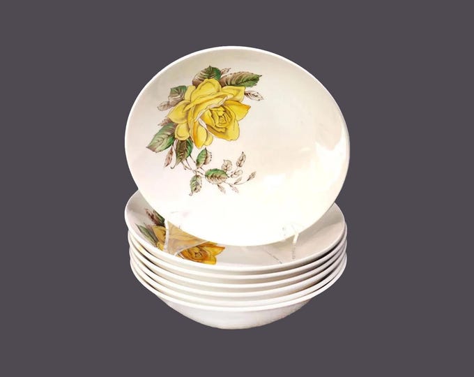 Seven J&G Meakin The Duke coupe cereal bowls. Frank Miller design. Studio Ware ironstone made in England.