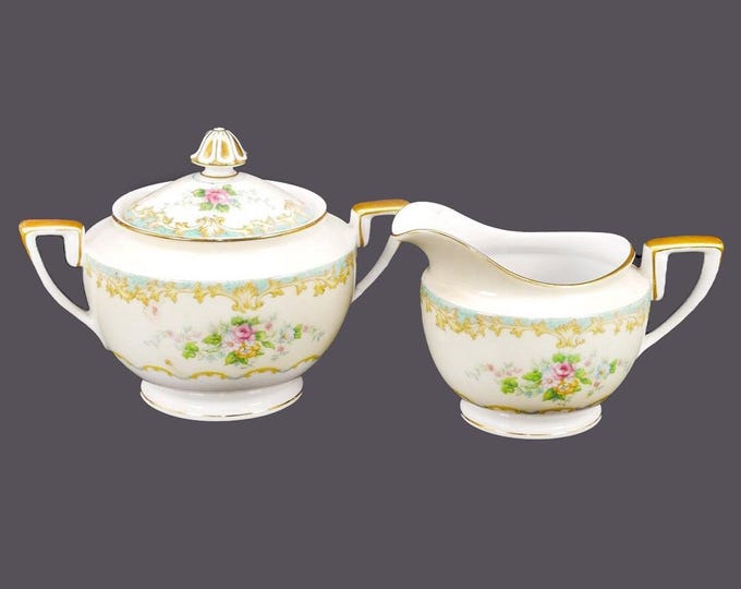 Noritake | Morimura | hand-painted Nippon Adela creamer and covered sugar bowl set made in Japan.