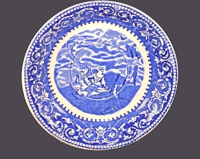 British Anchor Blue Transferware Saucer: Ye Olde Historical Pottery, England