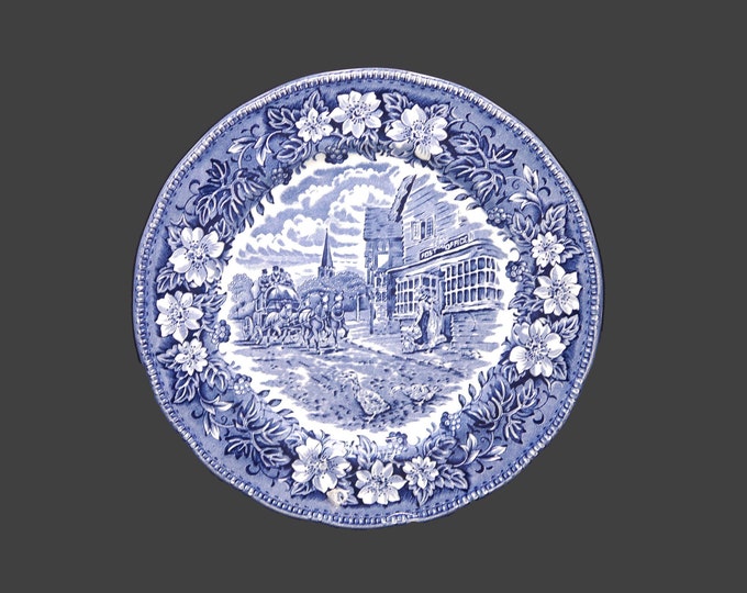 Ravensdale Pottery Coaching Taverns salad plate. Blue-and-white transferware made in England.