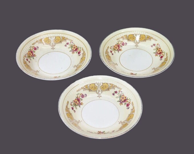 Three John Maddock Florine fruit nappies, dessert bowls made in England.