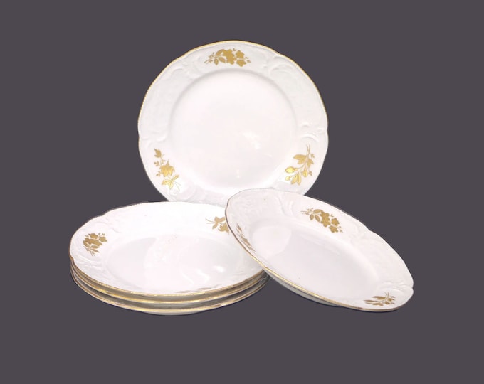 Five Rosenthal Gold Bouquet Chateau Fleurs bread plates. Gold trim. Classic Rose Porcelain made in Germany.