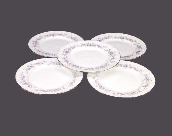 Five Paragon Romance salad plates. Bone china made in England.