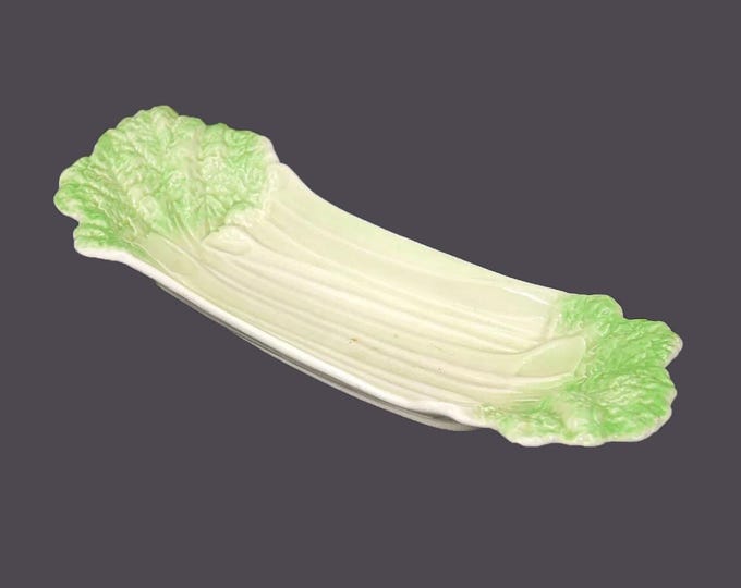 Royal Winton Grimwades figural Rhubarb relish dish in the style of Carlton Ware made in England. Flaws (see below).