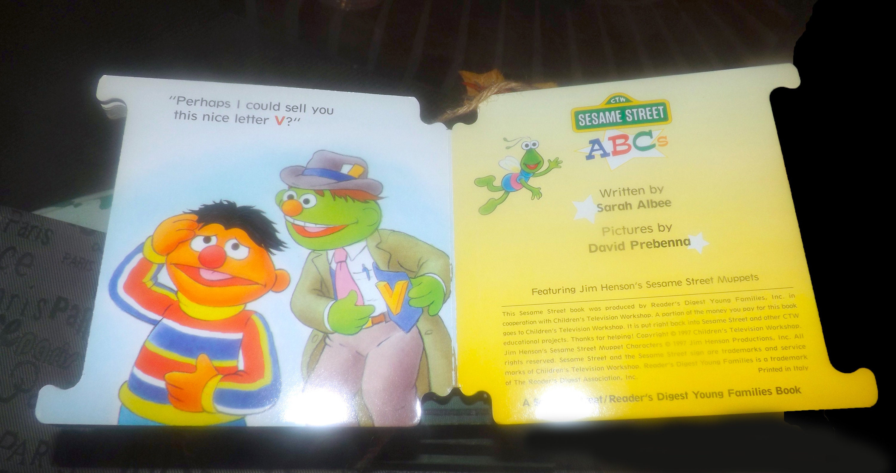 Vintage (1997) CTW Sesame Street Letter V: Ernie and the Vacuum