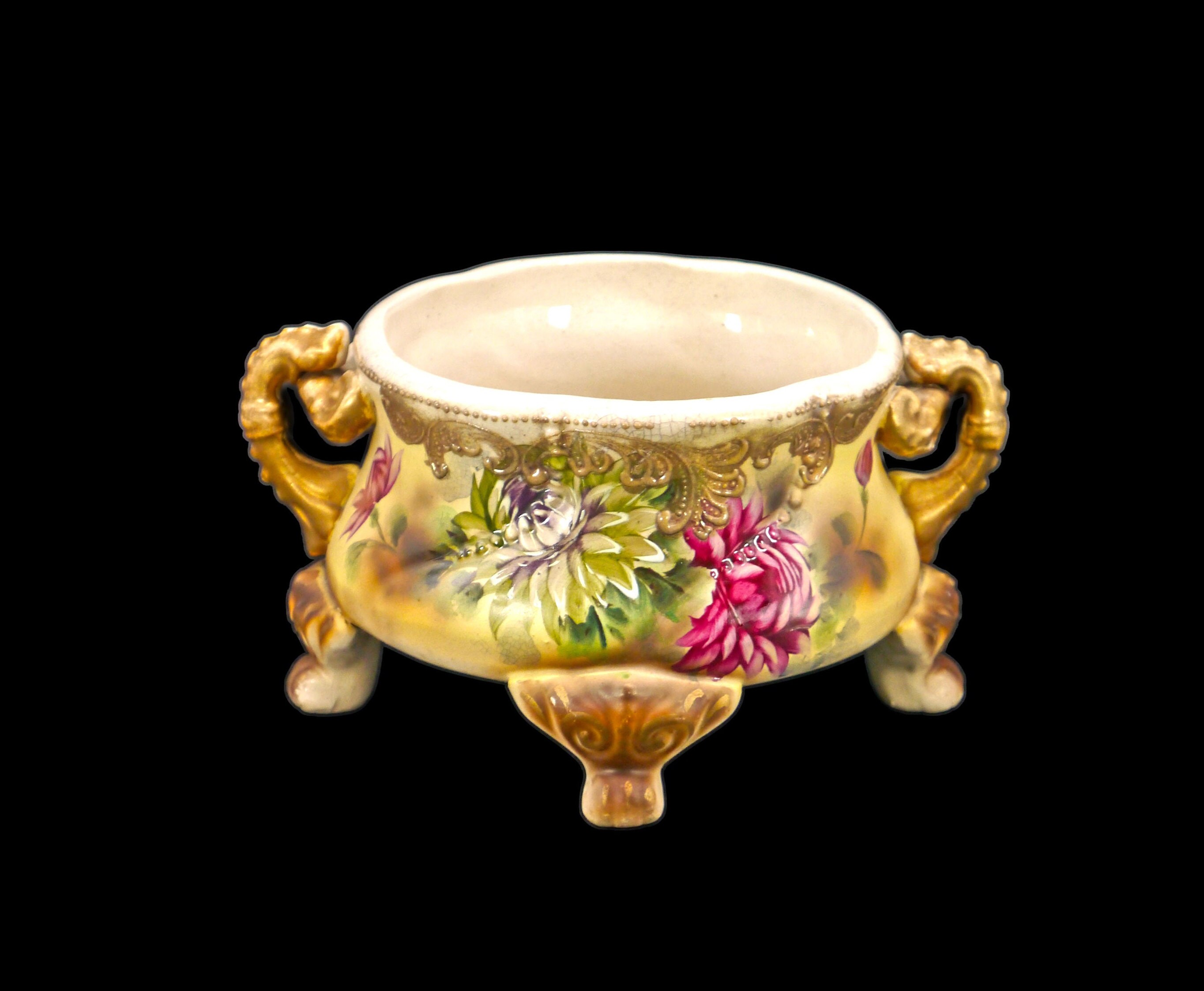 Antique Porcelain Jardinere Planter Pot Embossed Gold Moriage antique-porcelain-jardinere-planter-pot-embossed-gold-moriage