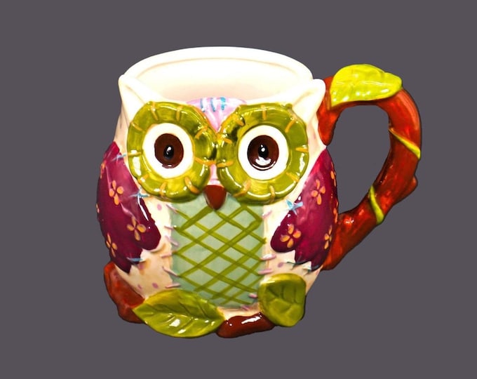 Vintage Pier 1 Olli the Owl 3D large, figural hand-painted coffee or tea mug.