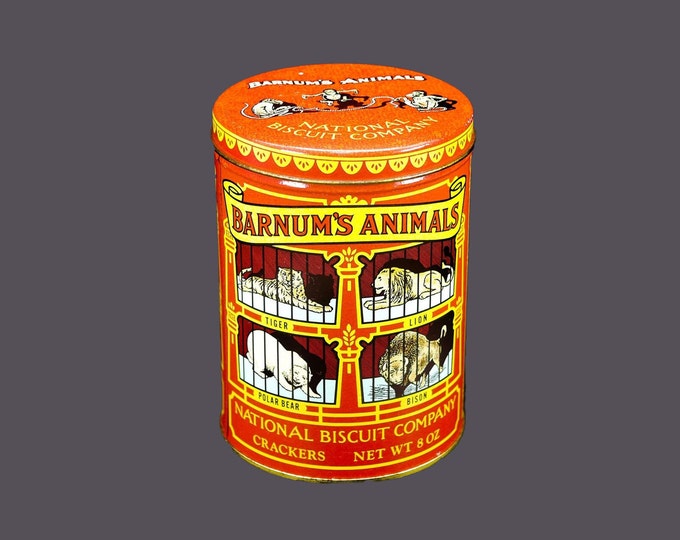 Nabisco Barnum's Animals 1979 biscuit tin made in USA. 1970s reproduction of the original 1914 tin.