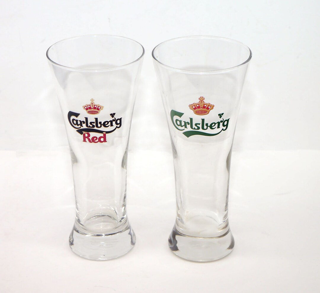 Pair of Carlsberg Pilsner Pint Beer Glasses. Carlsberg and Carlsberg