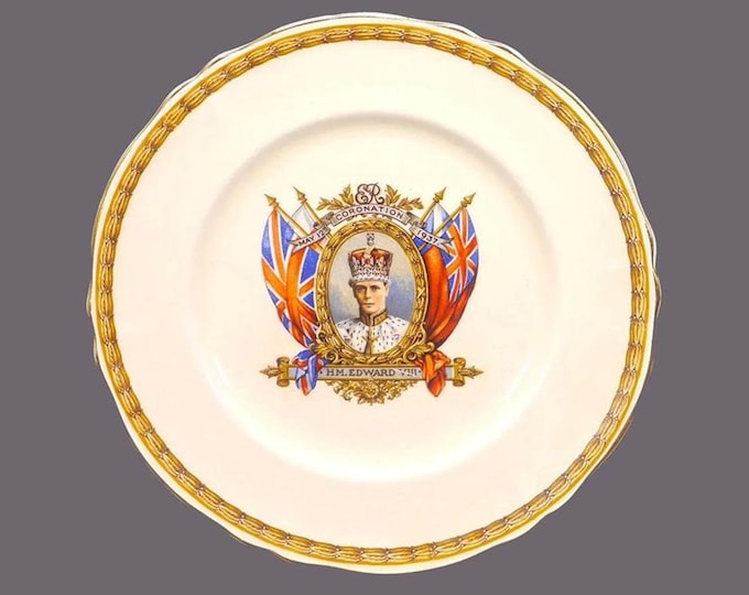 May 12, 1937 Edward VIII Coronation plate. Grindley Creampetal ironstone made in England.
